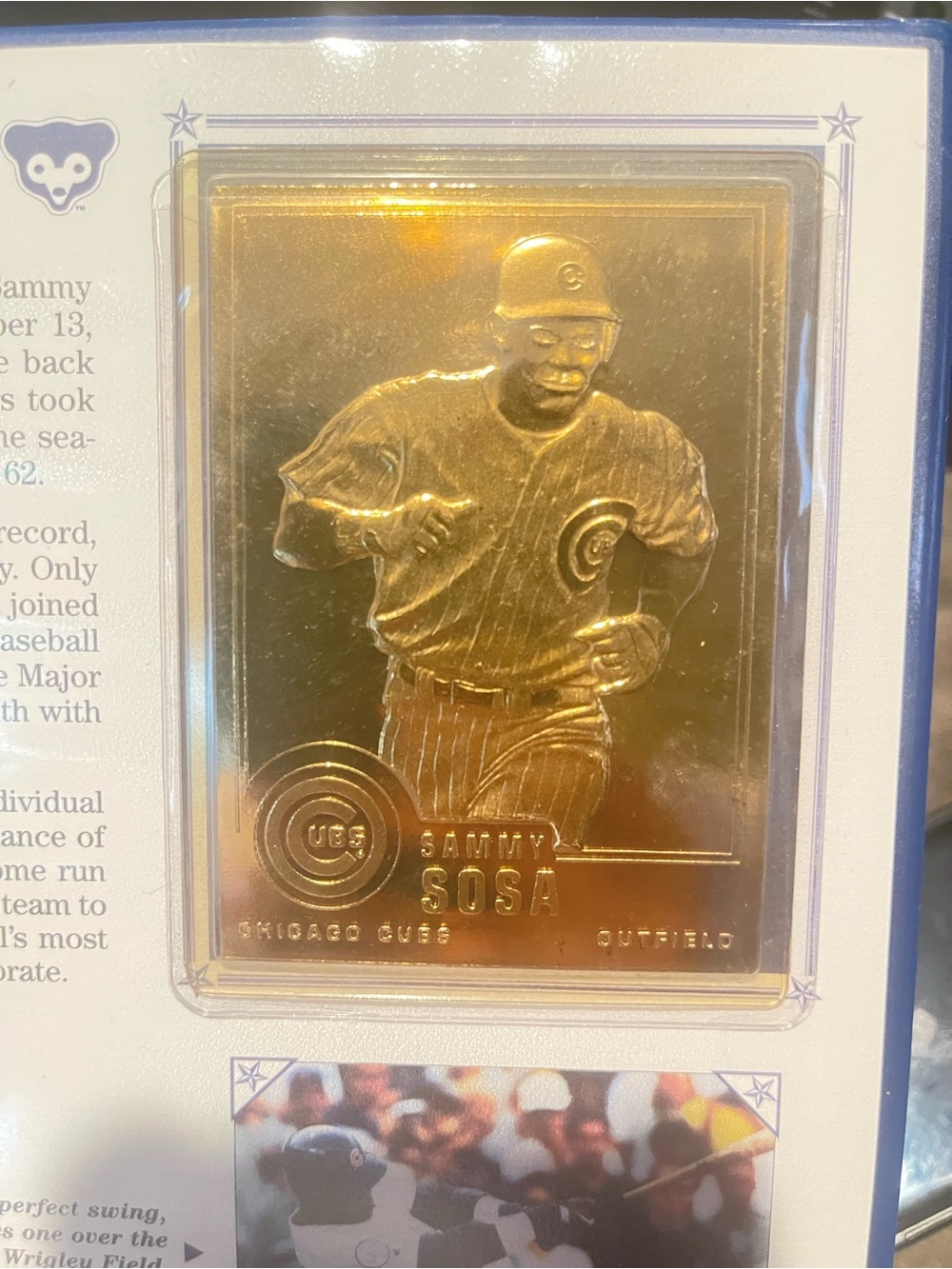 Sammy Sosa Chicago Cubs Gold Player Card